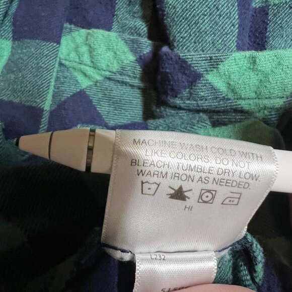 Hanna Anderson Green & Blue Plaid Flannel Pocket Dress Pleated Upper Button Up B - Picture 7 of 11